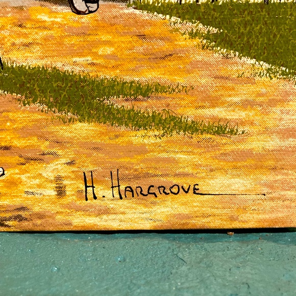 H. Hargrove Signed.(Nicolo Sturiano) Sand Lot Baseball Serigraph Oil Painting. - Picture 2 of 4